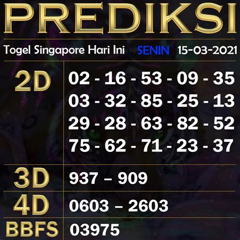 ekor togel singapore hari sabtu 16 desember 2019 Angka BBFS Togel Singapore : 5 0 2 7 3